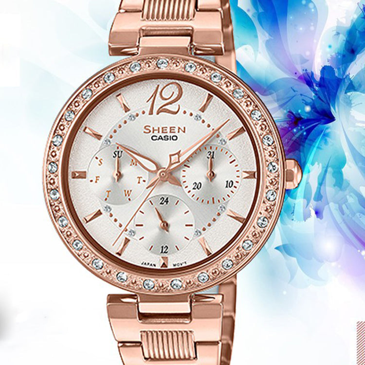 CASIO Female SHEEN Japan / South Korea Fashion Rose Gold Analog SHE-3065SPG-7A