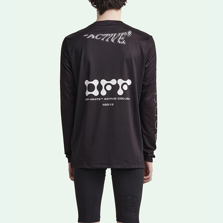 Off-White Pattern Printing Round Neck Pullover Long Sleeves Slim Fit Version Black OMVB013V21FAB0021001