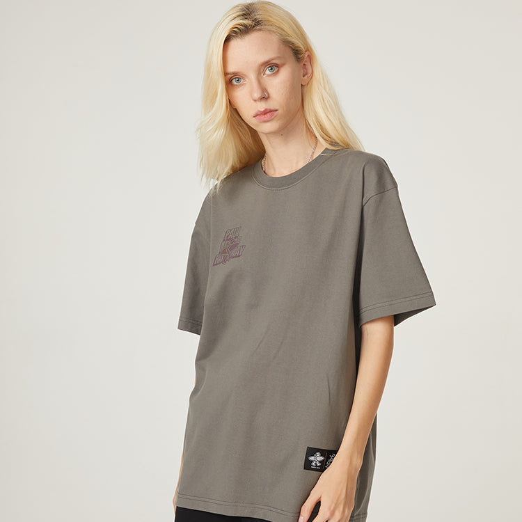 PJs Vigor Surf Laser Colorful Alphabet Pattern Basic Casual Pure Cotton Short Sleeve Unisex Gray 20SSTS1002-P