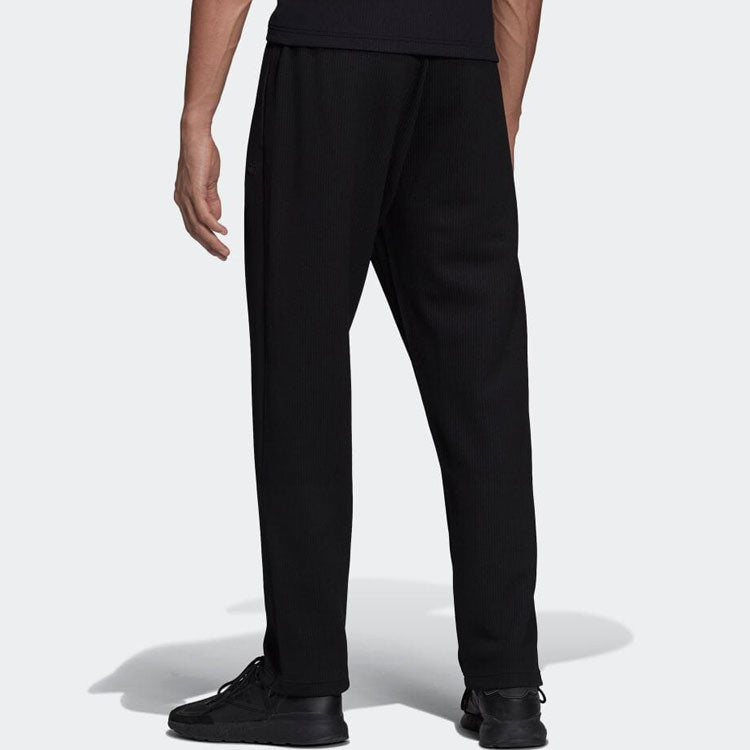 Men's adidas Solid Color Elastic Waistband Straight Sports Pants/Trousers/Joggers Japanese Version Black HC4614