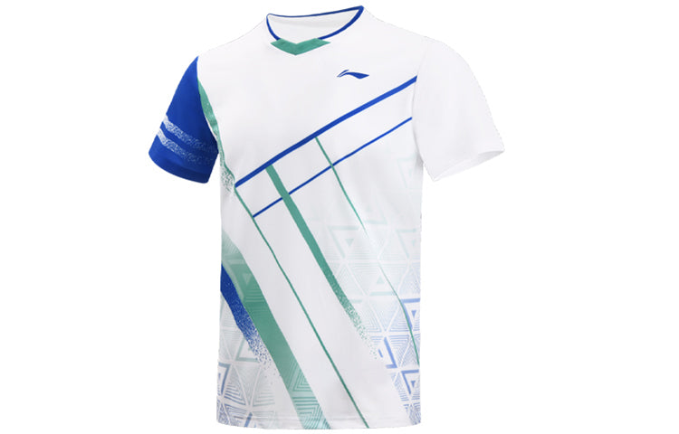 Li-Ning Badminton Series Quick Dry T-Shirt 'White Blue' AAYS071-1