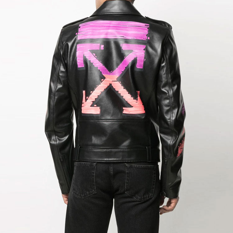Off-White SS21 lapel Printing Jacket Black OMJG016R21LEA0011032