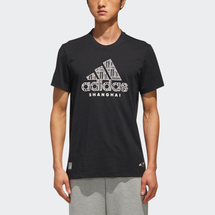 adidas Kc Tee Bc Sh Logo Printing Casual Sports Round Neck Short Sleeve Black FJ0080