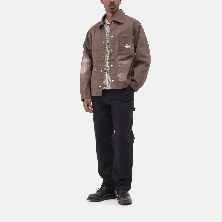 Stussy White Long Sleeves Jacket Unisex Brown 115575