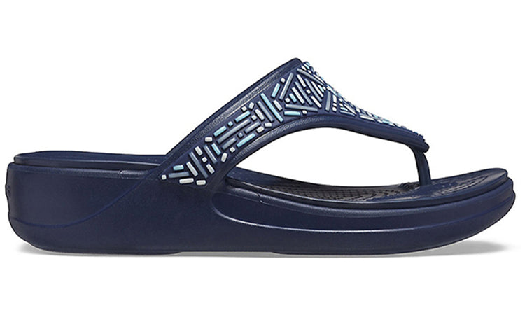 (WMNS) Crocs Monterey Beaded Flip-Flops Deep Blue 206851-410