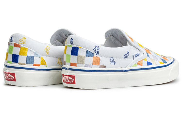 Vans slip-on Low Tops Casual Skateboarding Shoes Unisex White Blue Multi-Color 'White Yellow Blue' VN0A5KX8AVZ