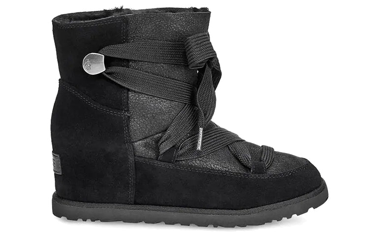 (WMNS) UGG Classic Femme Lace Up Snow Boots Black 1104612-BLK