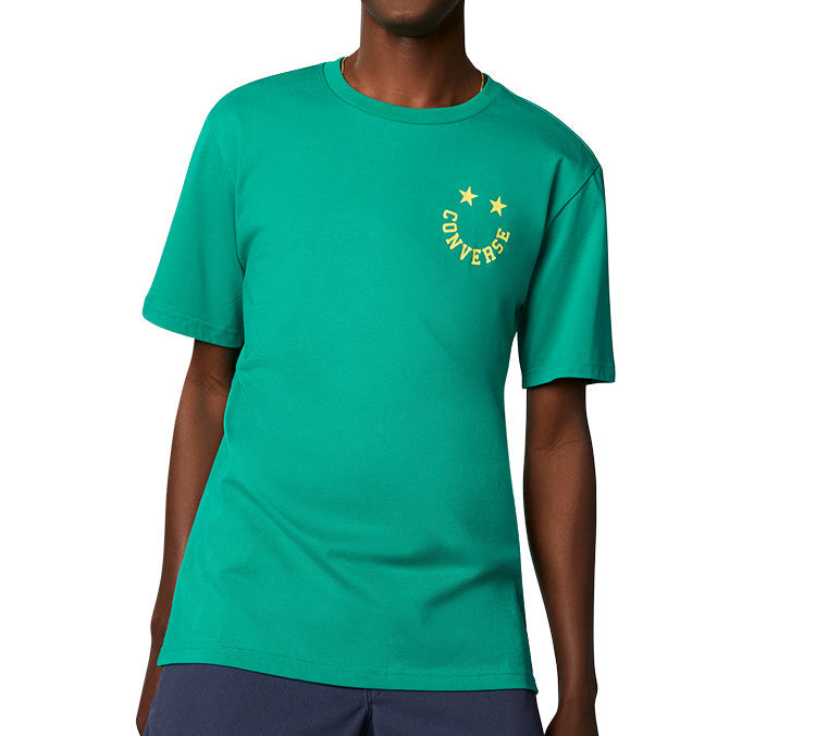 Men's Converse Smiling Face Pattern Sports Short Sleeve Green 10018859-321