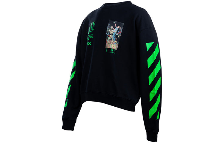 Off-White Printing Round Neck Long Sleeves Loose Fit Black OMBA035R20E300141088