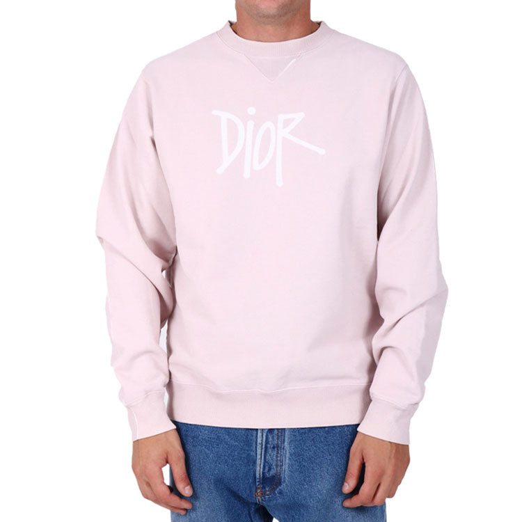 DIOR And Shawn Stussy Oversized Logo Print Sweatshirt For Men Pink 033J604B0531-C400