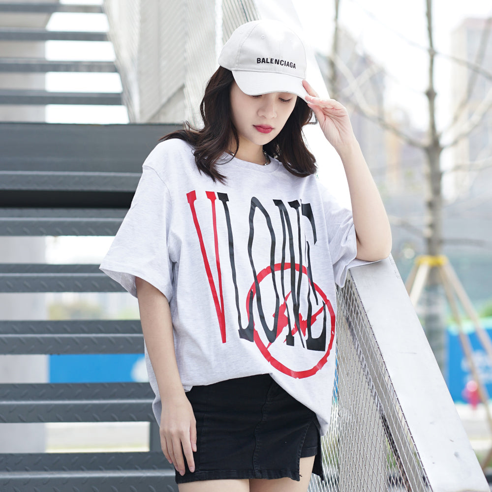 VLONE Fragment Staple Tee Large Logo Printing Short Sleeve Couple Style 'Gray Red' VLTE17FW002