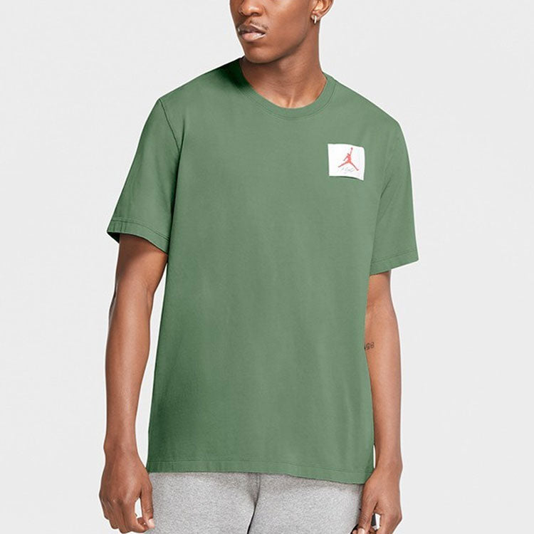 Men's Air Jordan Flight Essentials Logo Embroidered Alphabet Sports Short Sleeve Green T-Shirt CZ5060-353