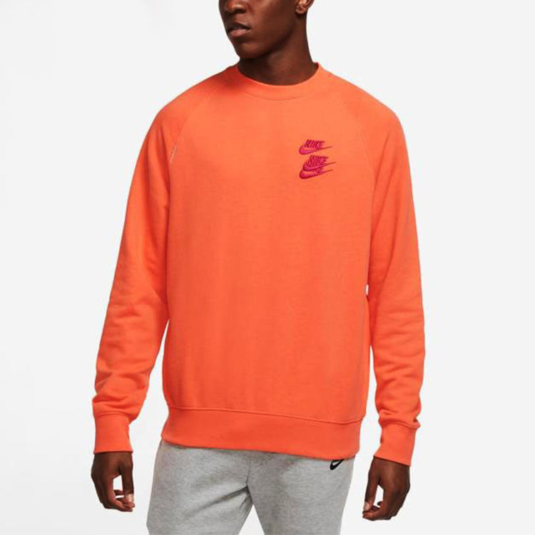 Nike As M Nsw Ft Crw Wtour Embroidered Pattern Round Neck Long Sleeves Orange DD0883-842