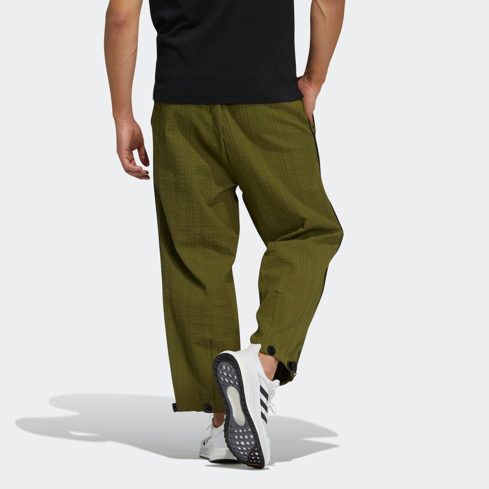 Men's adidas Wj Wv Wide Pnt Martial Arts Series Adjustable Belt Sports Pants/Trousers/Joggers Olive H39258