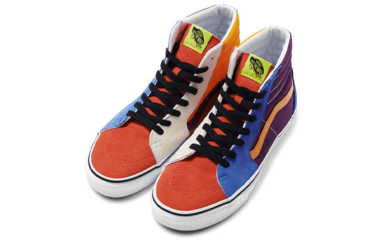Vans SK8-HI Retro High Top Casual Skate Shoes Unisex Yellow Purple Splicing 'Yellow Purple Blue' VN0A4BV616V