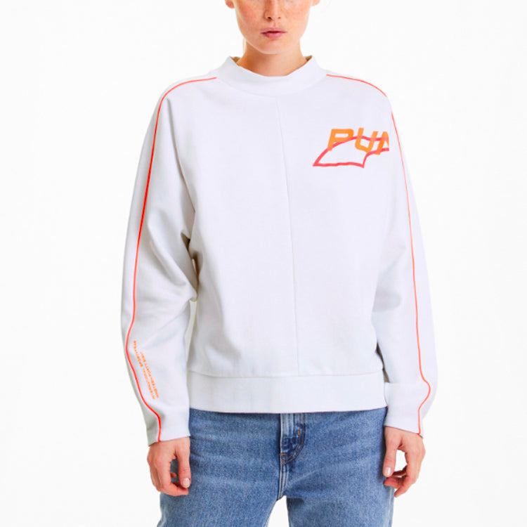 (WMNS) PUMA Evide Logo Printing Round-neck Sweatshirt White 597384-02