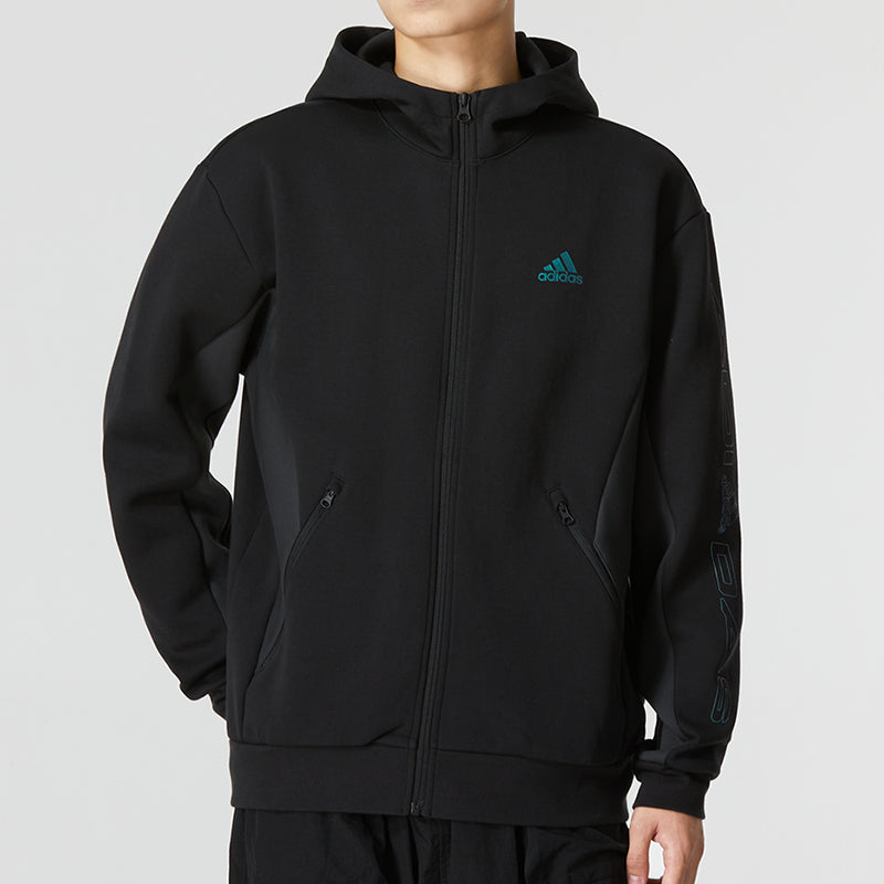 Men's adidas St Blok Knjkt Athleisure Casual Sports Solid Color Hooded Jacket Black HM2992