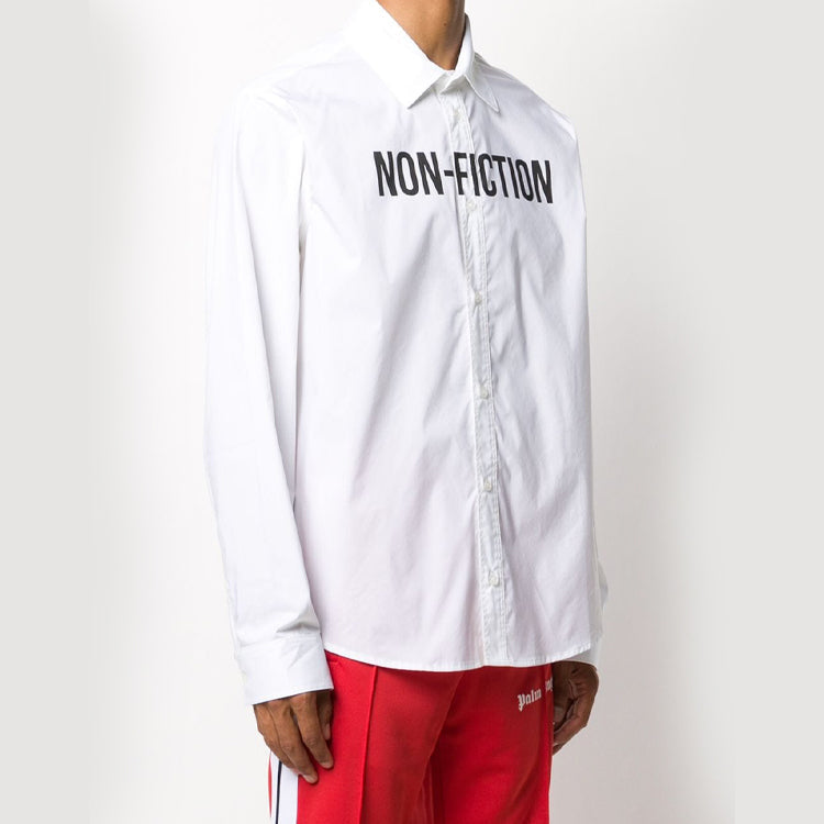 Off-White FW20 Non-Fiction Printing Long-sleeved Shirt Men White OMGA127E20FAB0020110