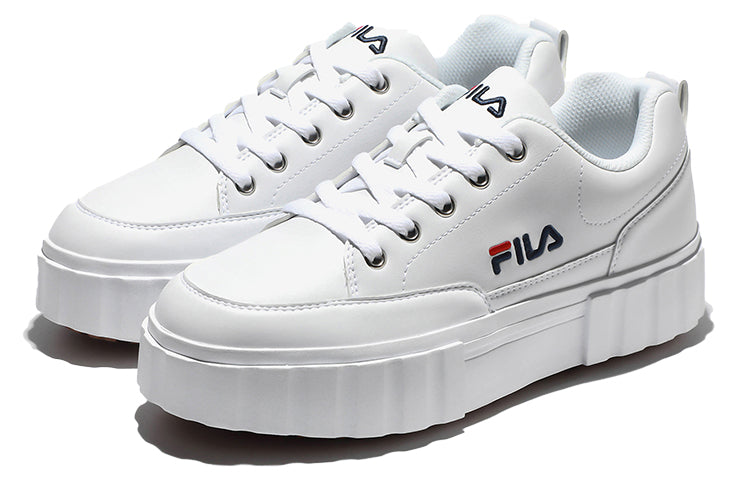 FILA Low Top Thick Sole Skate Shoes Unisex White Korean Version 'White Red Black' 1TM01563E_100