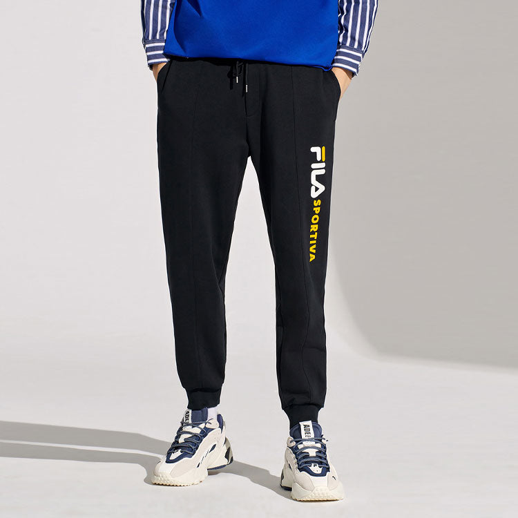 FILA FUSION Athleisure Casual Sports Knit Bundle Feet Long Pants Black T11M112611F-BK
