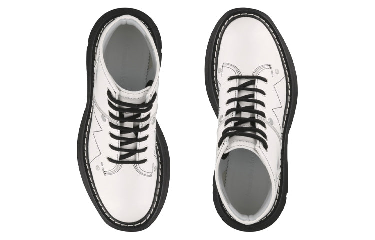 (WMNS) Alexander McQueen Tread Lace Up Leather Boots 'White' 595469WHZ819089