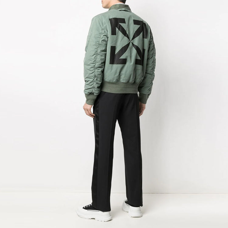 Off-White Men's SS21 Logo Jacket Green OMEH028R21FAB0015910