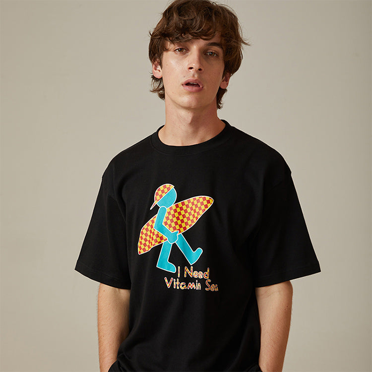 PJs Vigor Printing Cotton Short Sleeve Unisex Black 20SSTS1035-P