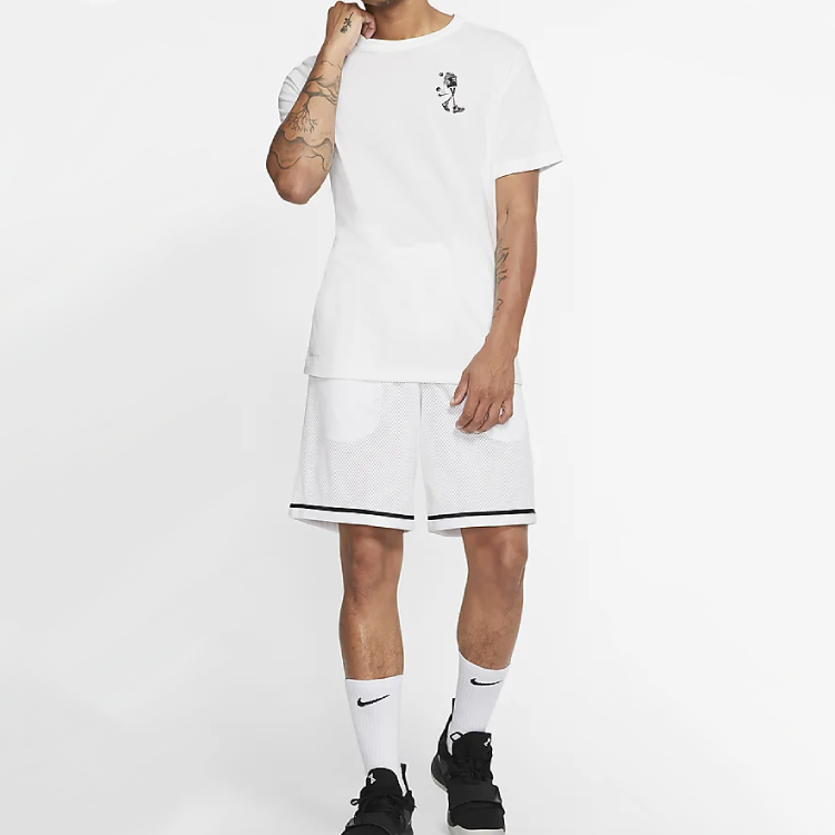 Nike Back Basketball Graffiti Printing Short Sleeve White CD0959-100