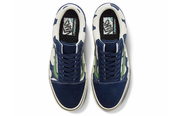 Vans Old Skool Casual Skate Shoes Unisex Blue White Flower Printing 'Blue White Green' VN0A5DYCB1U