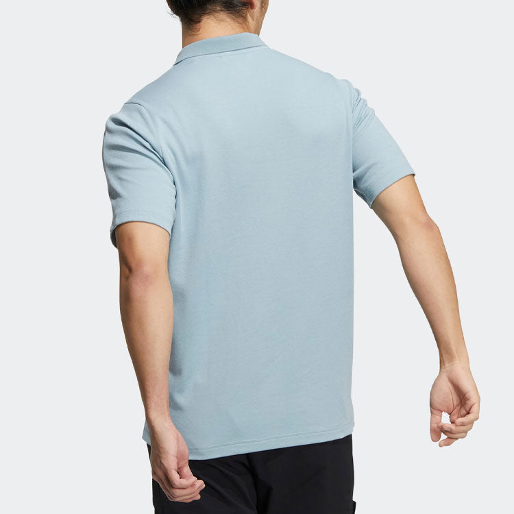 Men's adidas Terrex Tx Logo Solid Color Sports Short Sleeve Light Gray Polo Shirt HM3815