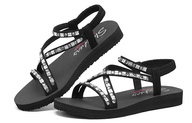 (WMNS) Skechers Meditation 'Black' 119144-BLK