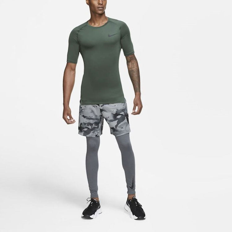 Nike Pro Logo Printing Training Quick-dry Tight Male Green Dark green BV5632-337