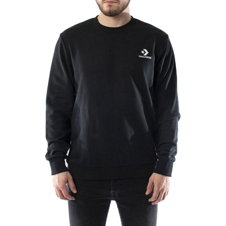 Men's Converse Chevron Emb Crew Alphabet Round Neck Pullover Black 10008927001