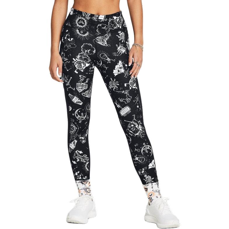 (WMNS) Under Armour Run Ankle Tights Leggings 'Black White' 1382967-001
