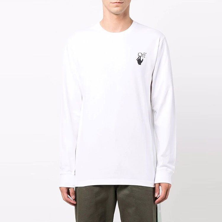 Off-White FW21 Logo Arrow Pattern Round Neck Pullover Ordinary Version White OMAB001F21JER0010110
