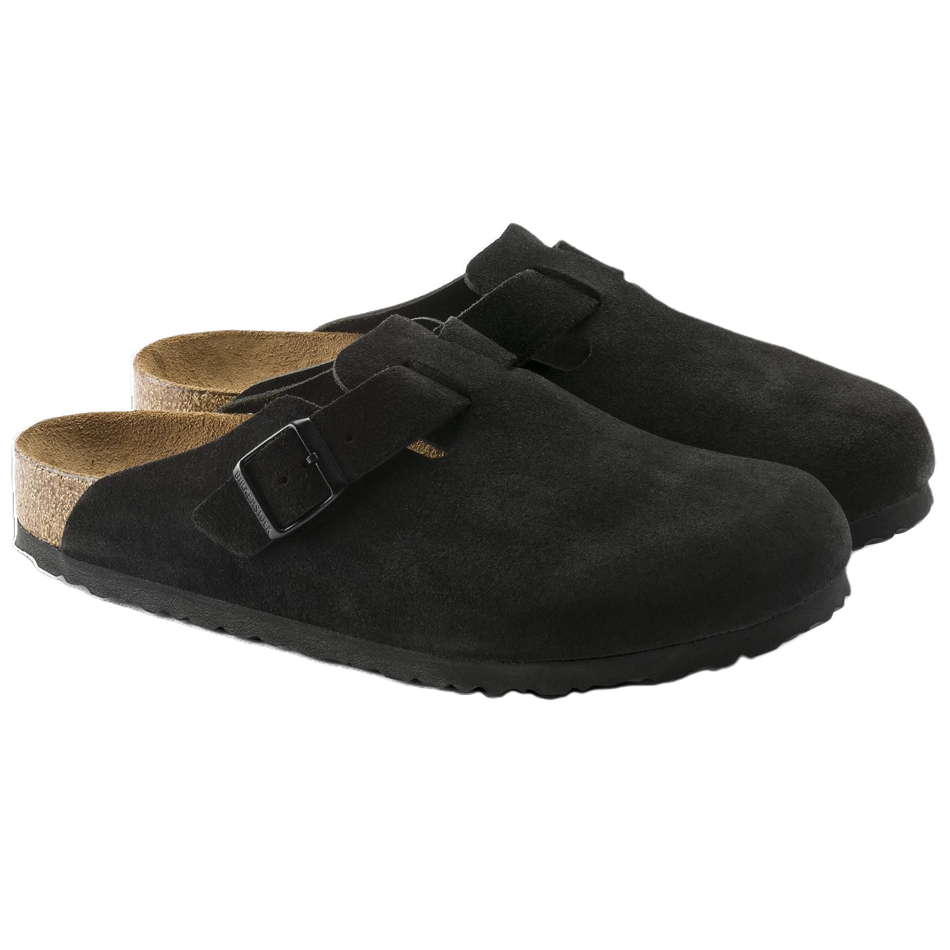 Birkenstock Boston Soft Footbed Suede Leather Sandals 'Black' 0660471