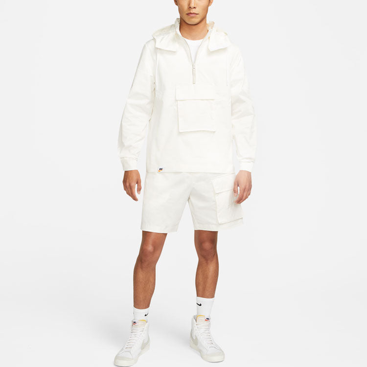 Nike Sportswear Half Zipper Sports Hooded Jacket White DD6495-133