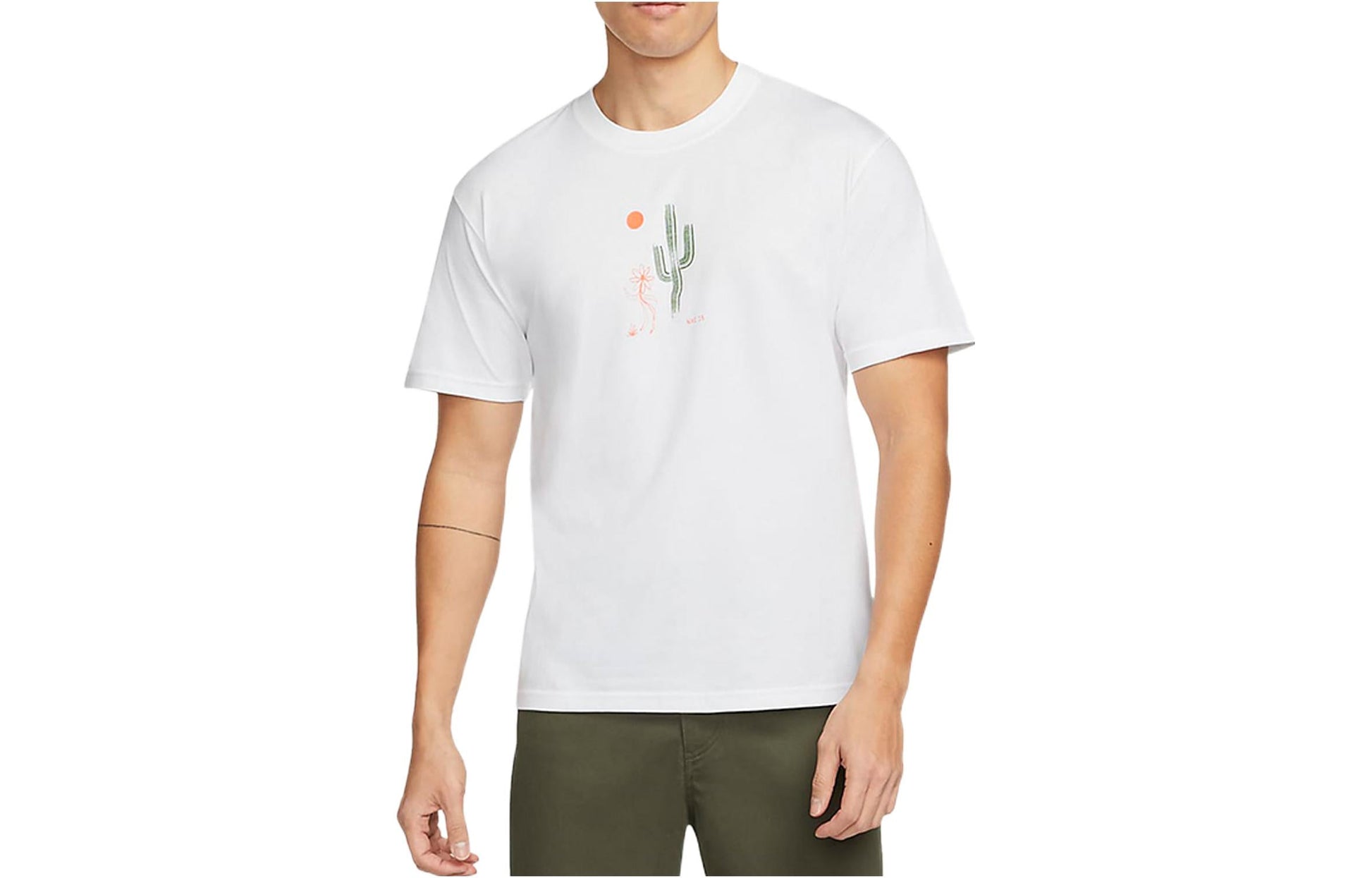 Men's Nike SB Funny Cactus Flower Pattern Printing Short Sleeve White T-Shirt DQ1861-100