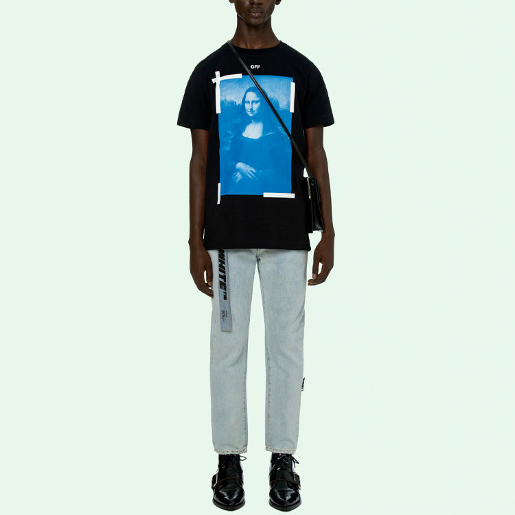 Off-White SS21 Pattern Printing Round Neck Short Sleeve Black OMAA027R21JER0021001