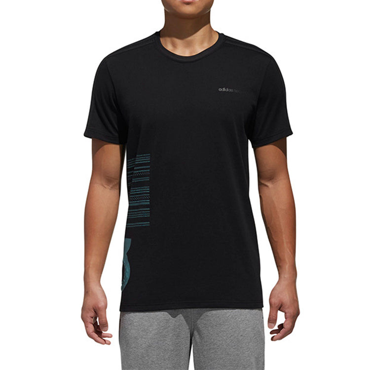 adidas neo M Fv Trvl T 1 Sports Printing Pattern Short Sleeve Round Neck Black DU2416
