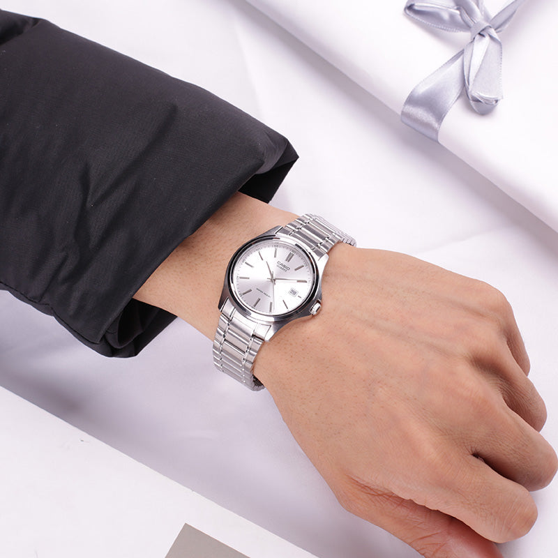 CASIO Waterproof Stainless Steel Strap Mens Silver Analog MTP-1183A-7A