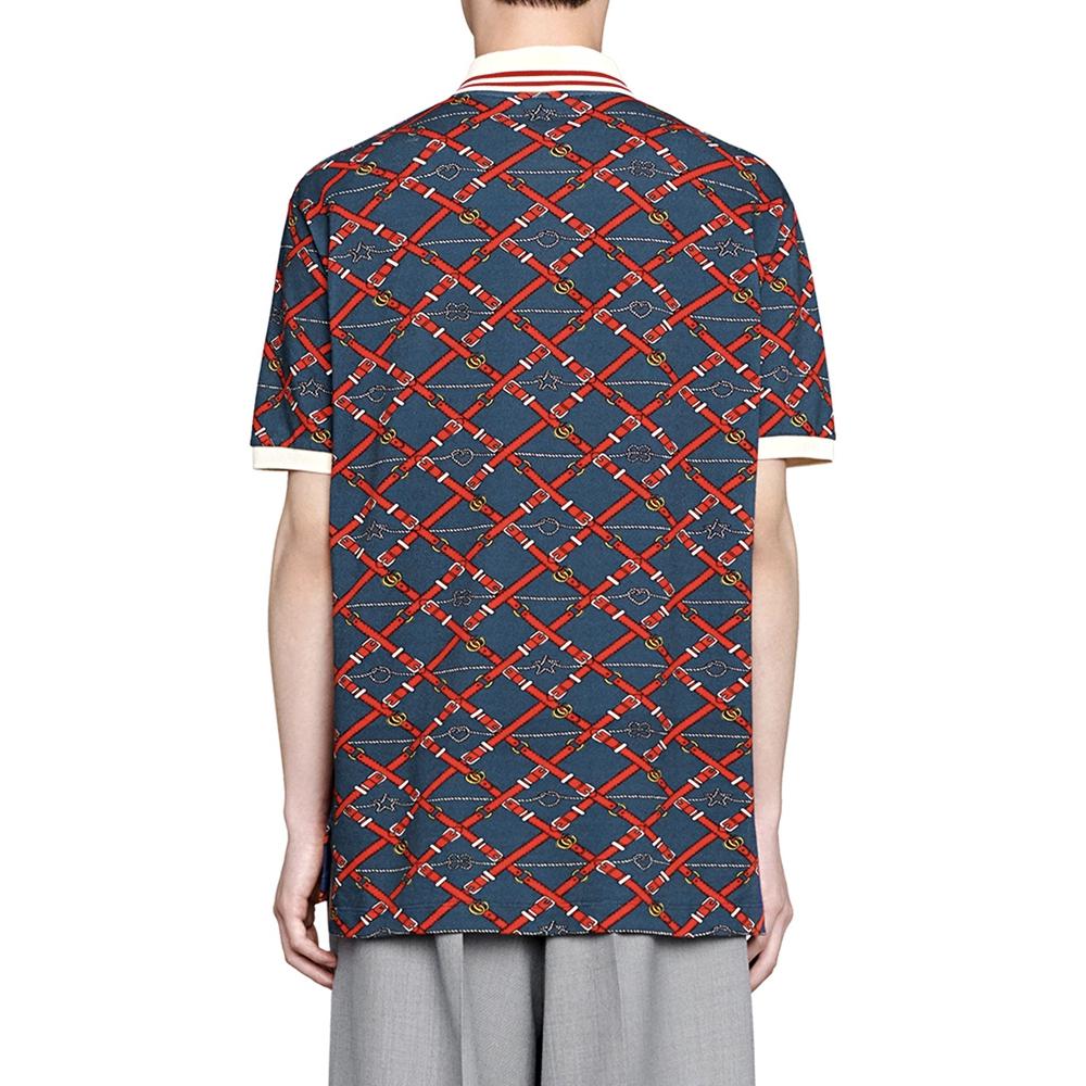 Gucci Belt Check Polo Shirt 'Blue Red' 587461-XJBPI-4062