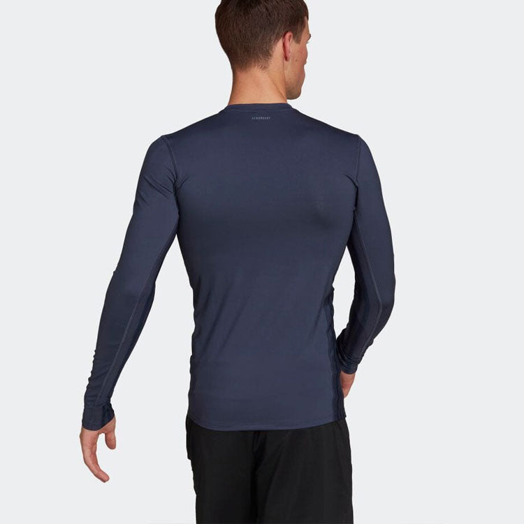 Men's adidas Solid Color Logo Printing Round Neck Pullover Long Sleeves Japanese Version Blue T-Shirt HE4581
