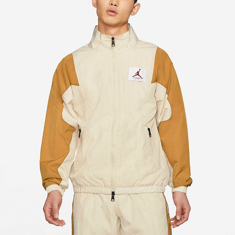 Air Jordan Flight Stitched Casual Sports Collar Jacket For Men Wheat CV3151-275