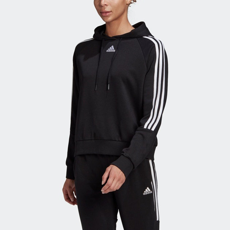 (WMNS) adidas Loose-Cut 3-Stripes Cropped Hoodie 'Black' GL1460