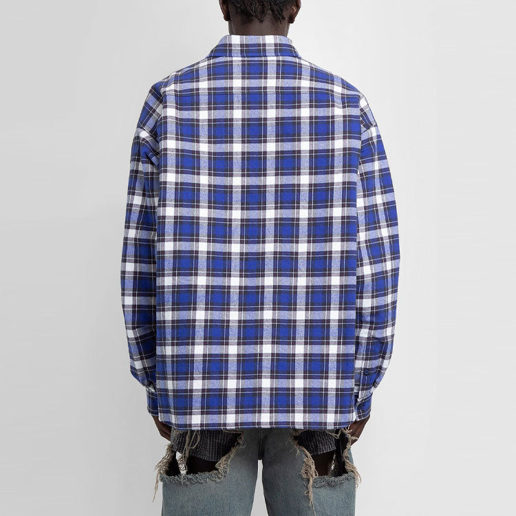 Balenciaga Checkered Flannel Padded Shirt 'Blue' 642339TKM274202