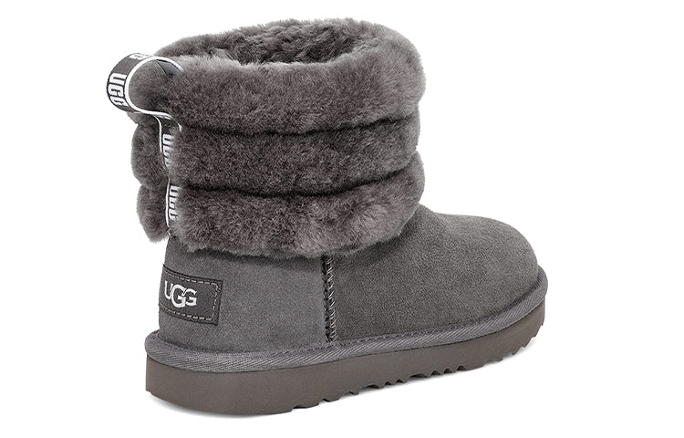 UGG Fluff Mini Quilted Fleece Lined Big Boys Gray 1103612K-CHRC