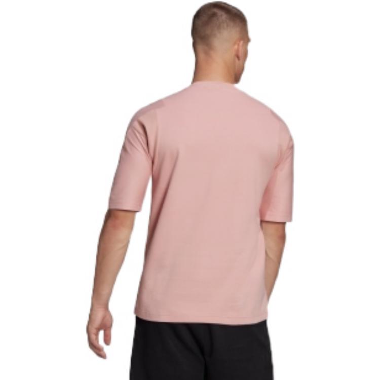 Men's adidas Solid Color Logo Printing Casual Round Neck Short Sleeve Japanese Version Pale Pink T-Shirt HB6598