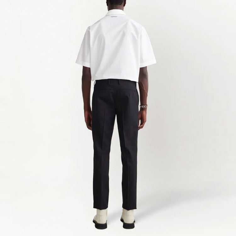 Men's Off-White FW22 Solid Color Alphabet Printing Straight-Leg Casual Trousers Ordinary Version Black OMCA211C99FAB0011001