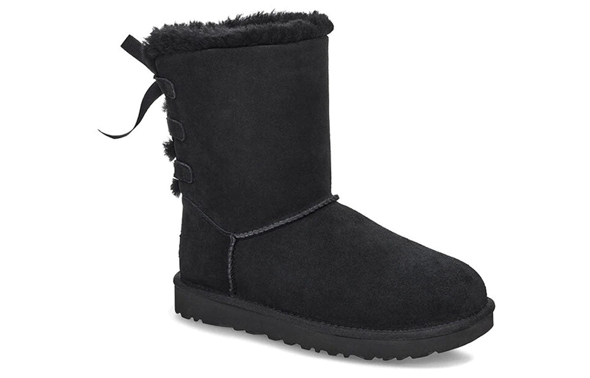 (WMNS) UGG Short Bow Stiefel Fleece Lined Black 1110706-BLK